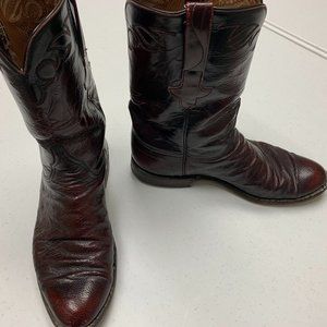 Men's Lucchese Smooth Ostrich Roper - 9.5D -Cherry